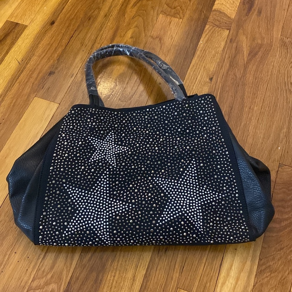 NWT BC Handbags Women’s Black Tote Bag With Rhinestone Design OS